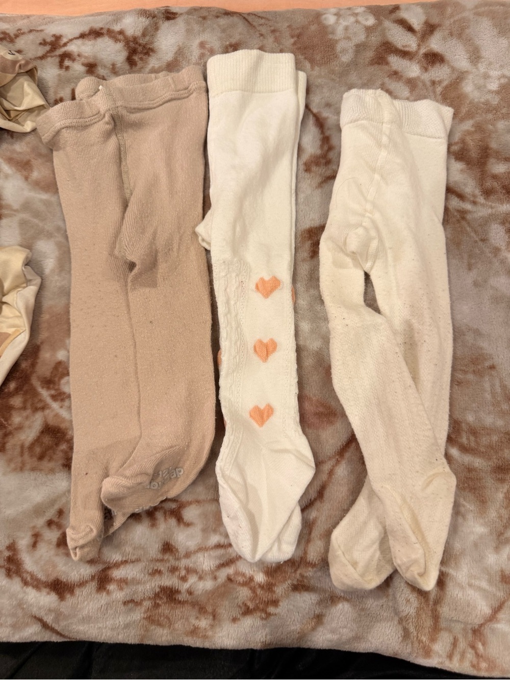 GAP Kids Tights Pack - Cream, Beige, White with Peach Hearts 4 in total